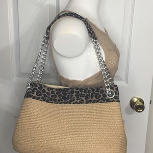 Mixed Media Straw Purse